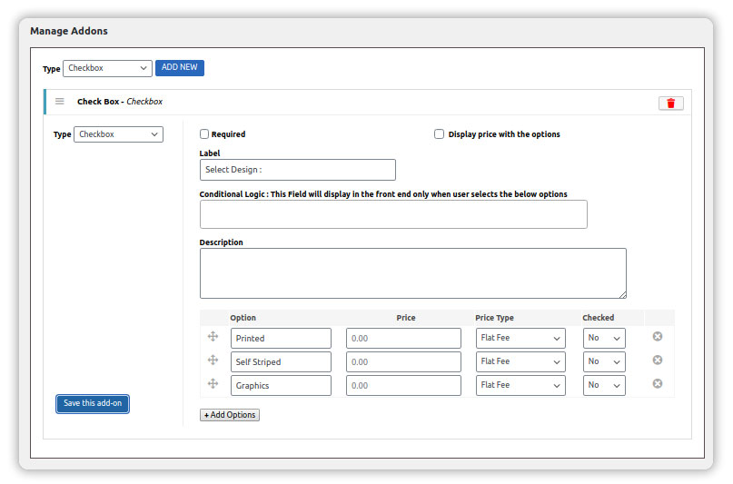 Create Product Addons for your WooCommerce products