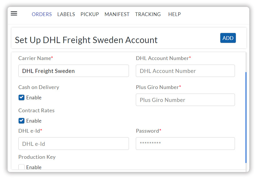 Enable DHL Sweden COD and Contract rates