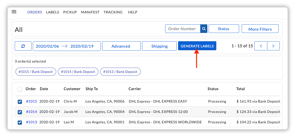 Generate DHL Labels in Bulk