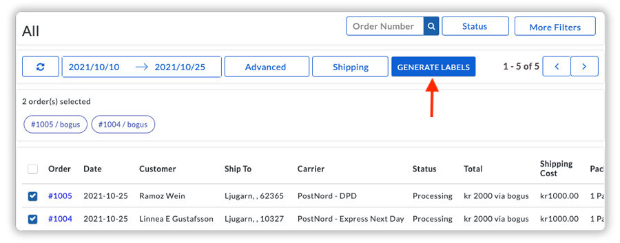 Generate-PostNord-labels