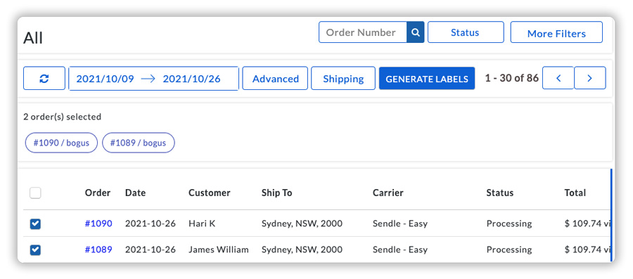 Generate-Sendle-labels
