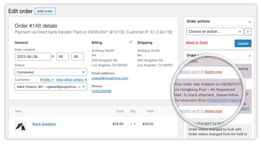 hongkong post tracking in woocommerce orders