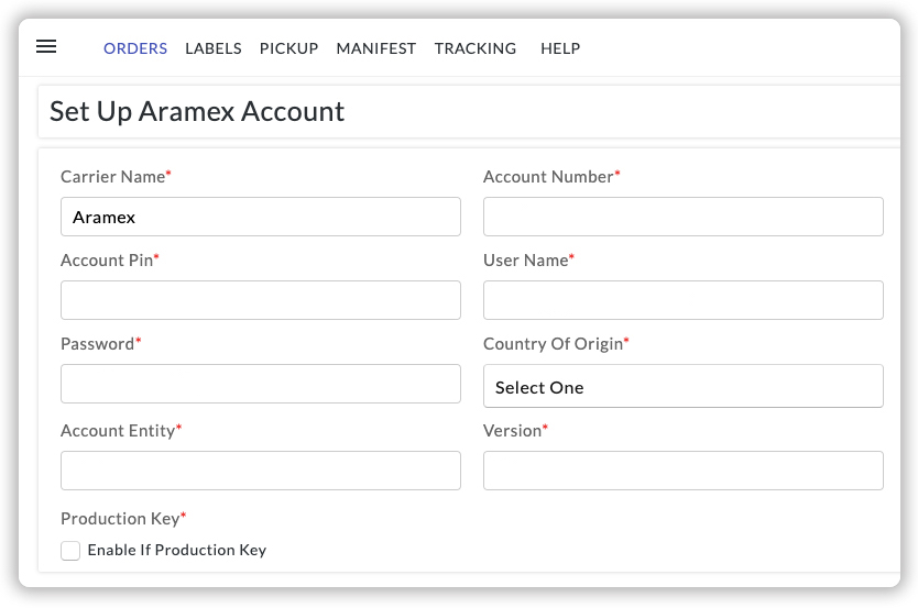 Setup Aramex account