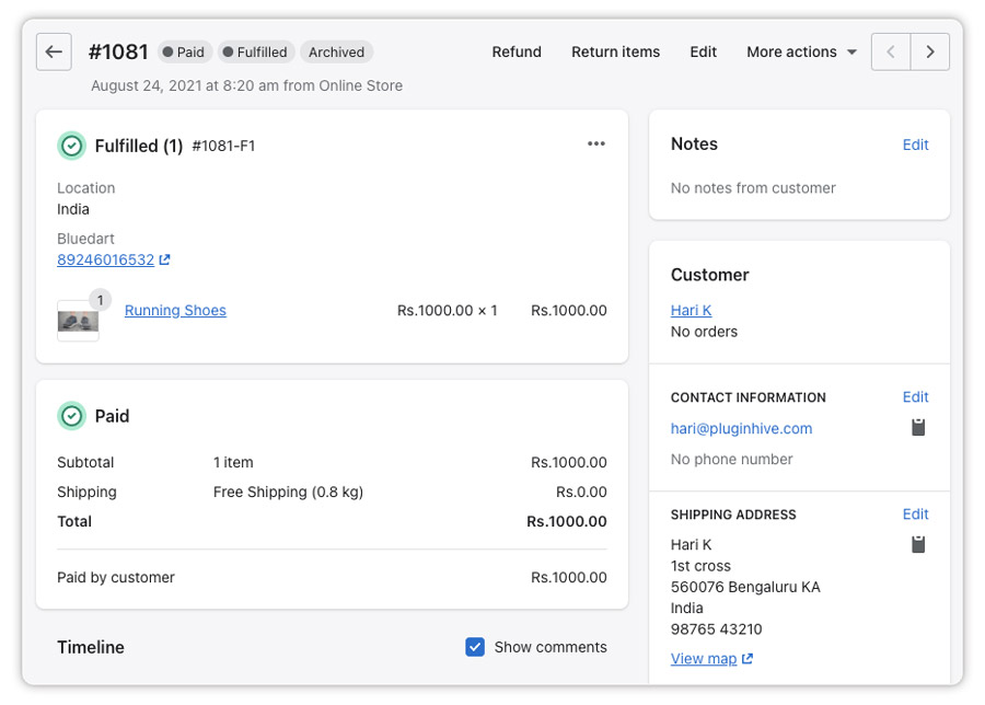 order automatically marked as fulfilled