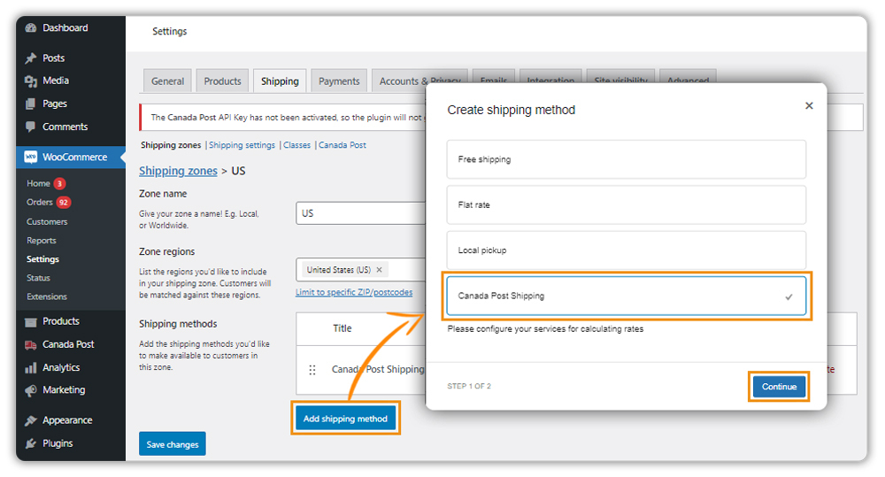 add canada post shipping method