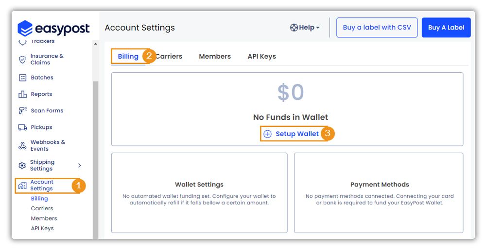 add funds to easypost