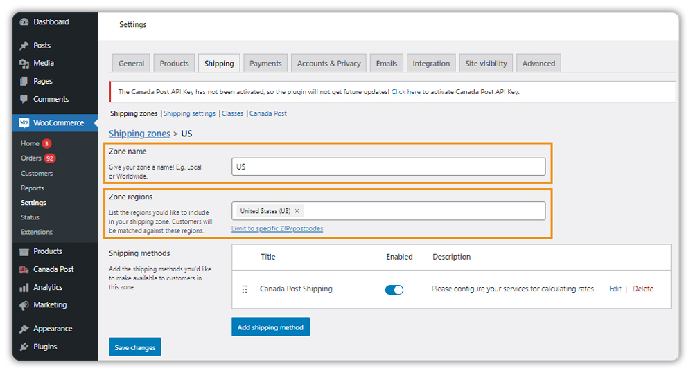 add shipping regions