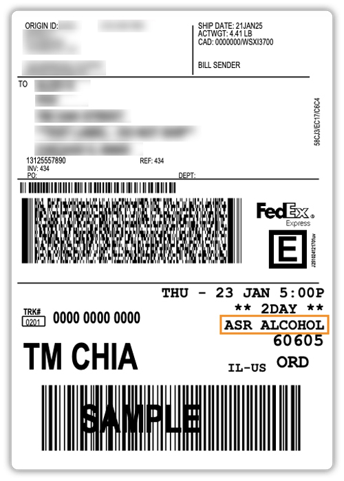 fedex label for alcohol shipments