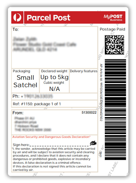australia post label