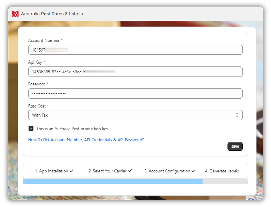 australia post account details