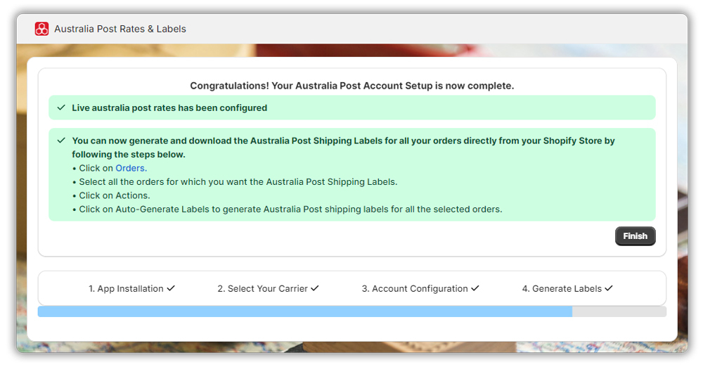 Australia post setup