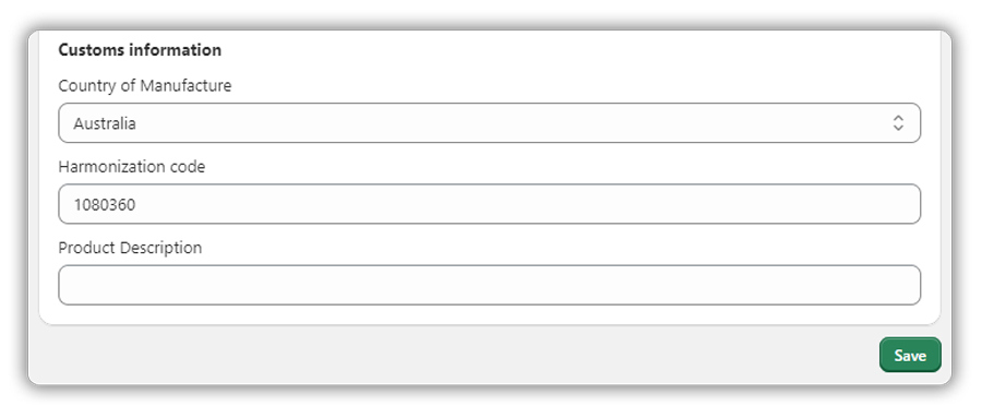 international shipping settings