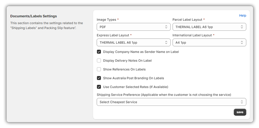 shopify document settings