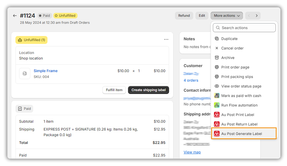 generate australia post label