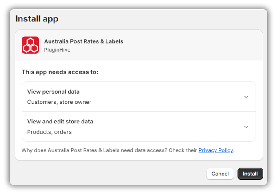 install shopify australia post app