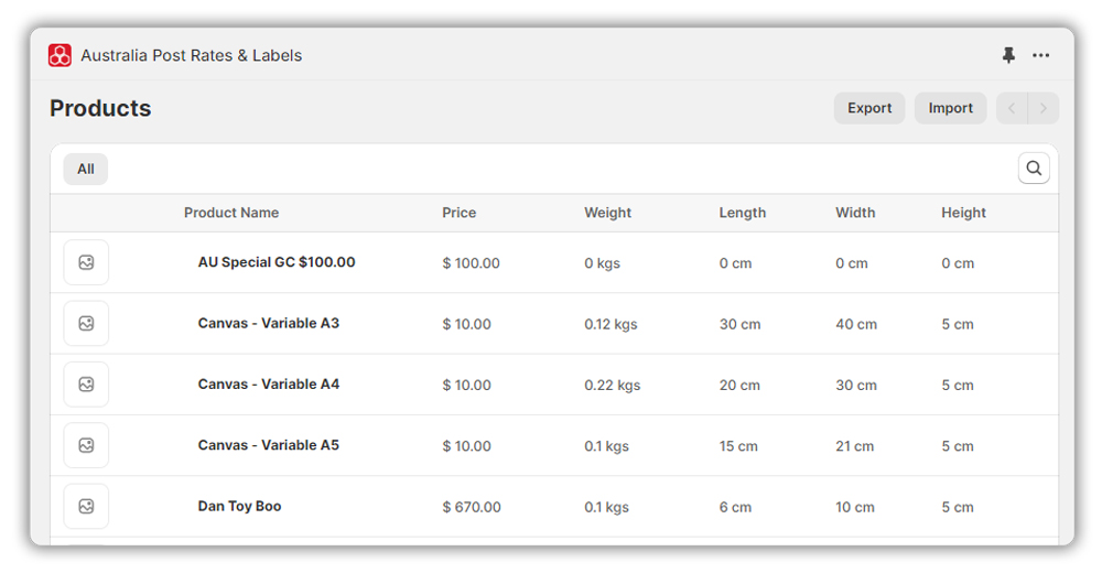 shopify products