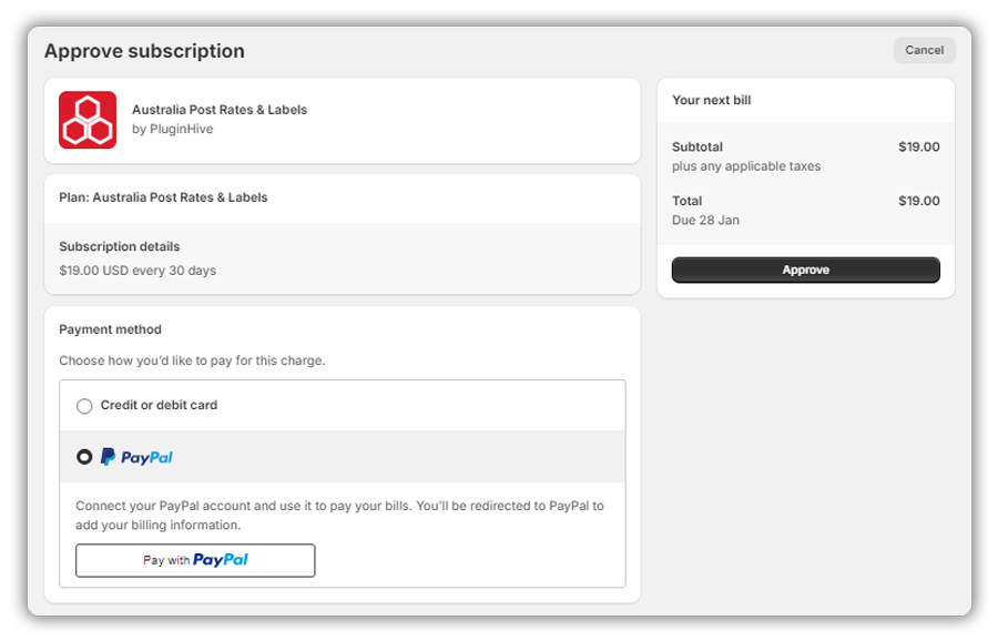 shopify australia post login
