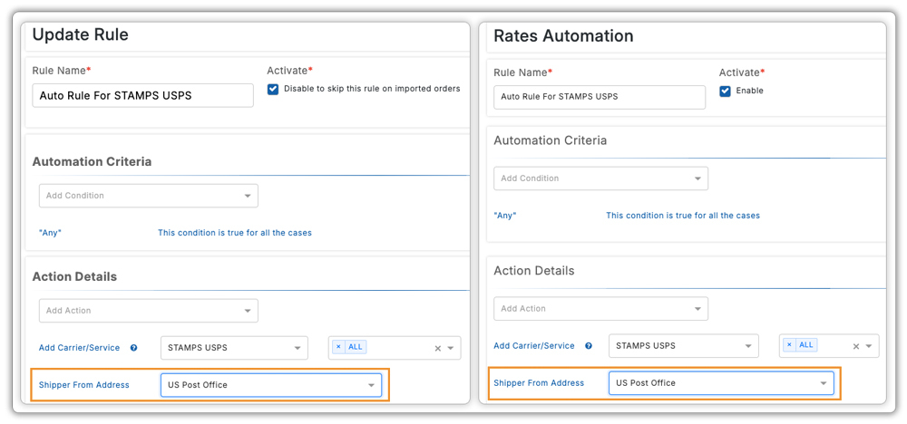 rates and labels automation
