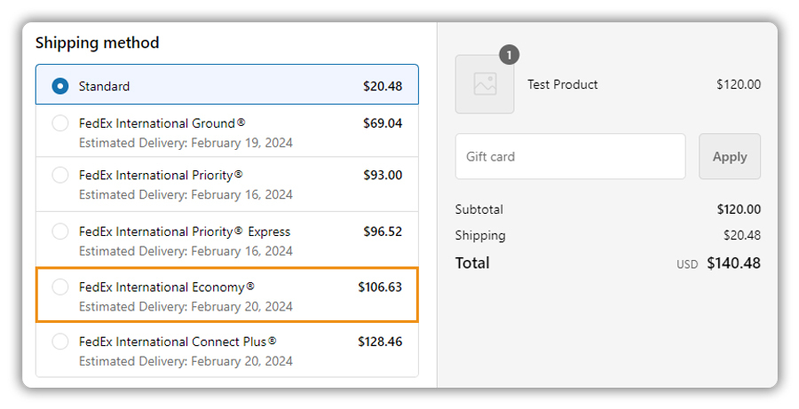 shopify checkout page