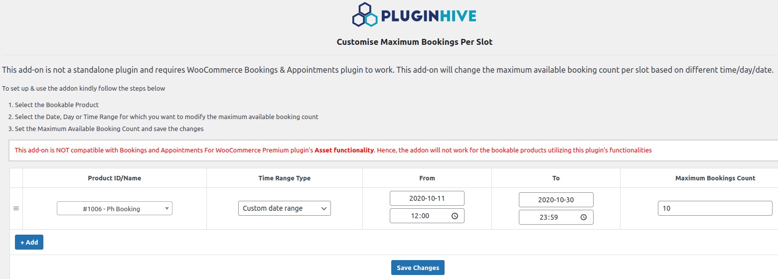 max bookings per slot