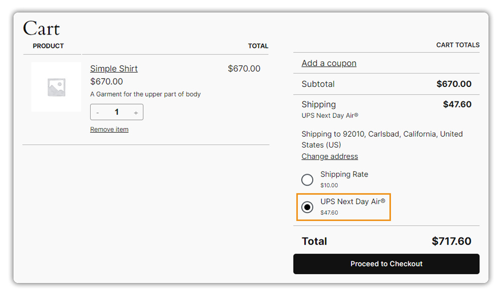 woocommerce cart