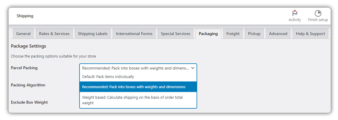 parcel packing