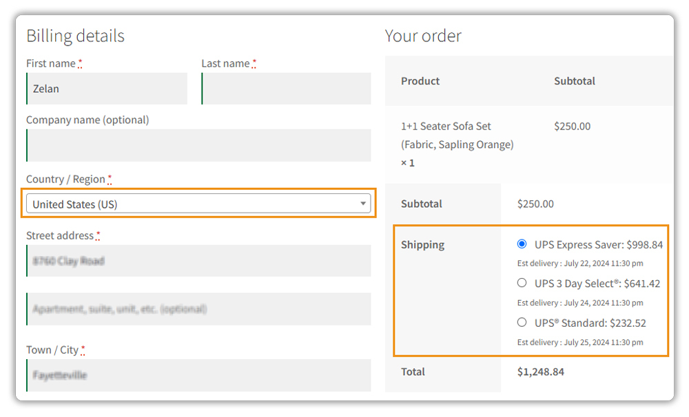 ups services based on shipping zones