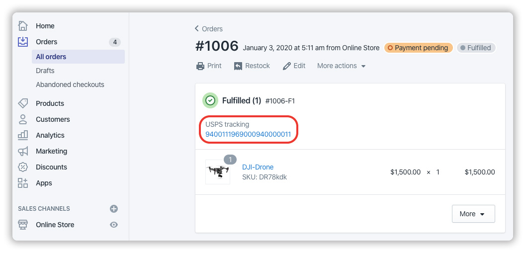 usps shopify order tracking