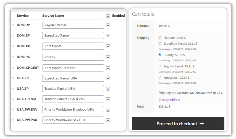 woocommerce canada post