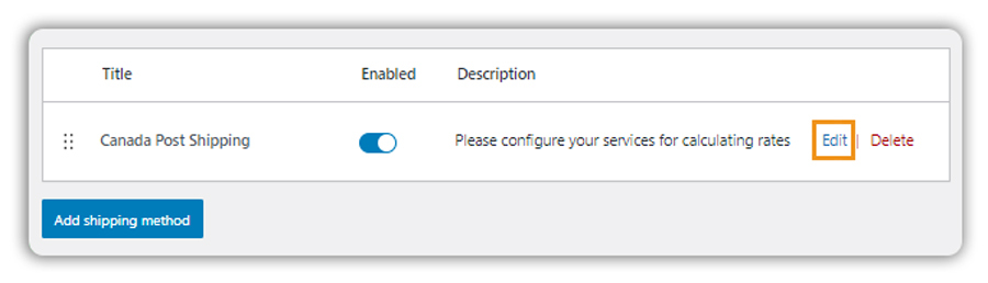 WooCommerce shipping zones settings