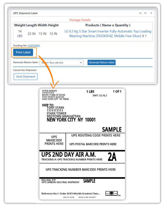 ups shipping labels