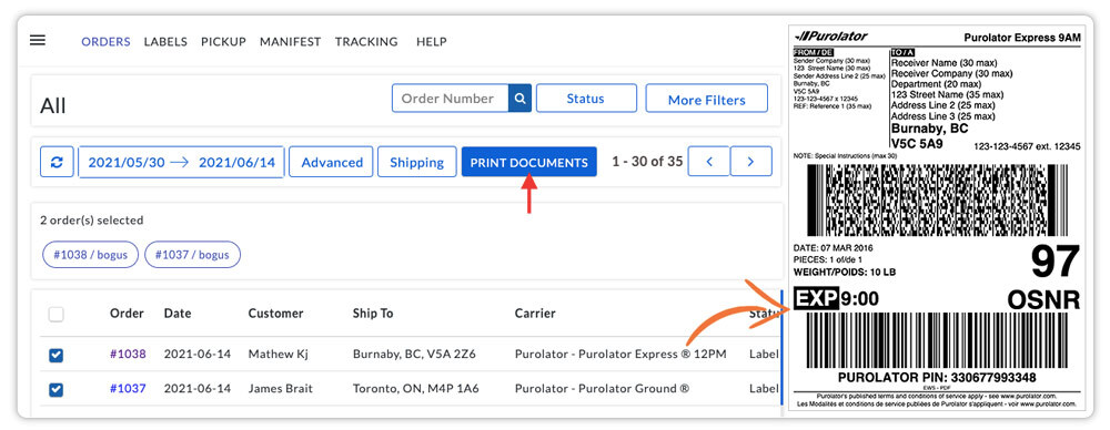 Print-Purolator-shipping-label