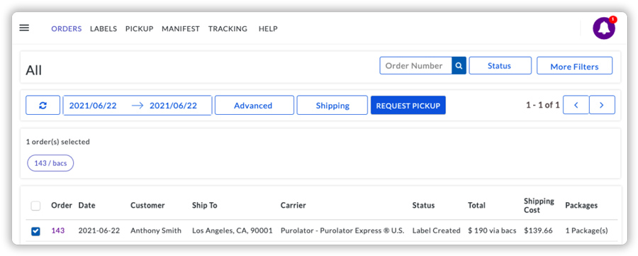 Purolator-account-to-request-a-pickup