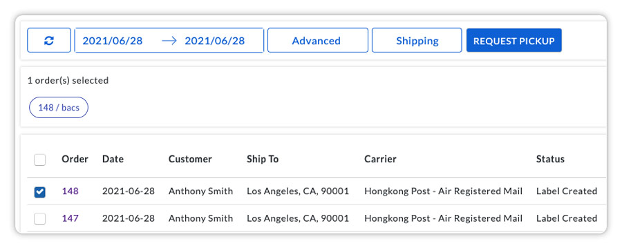 request hongkongpost pickup