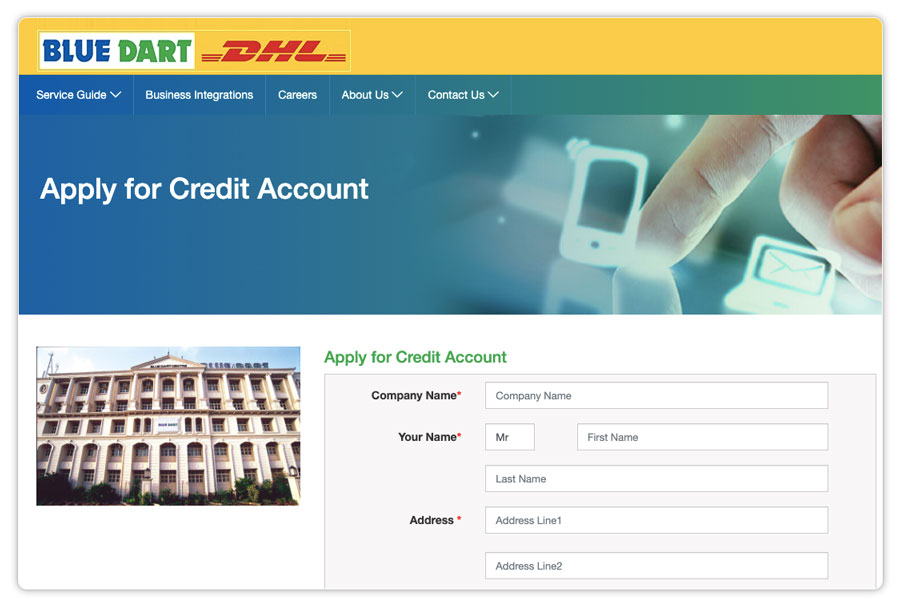 create Bluedart account