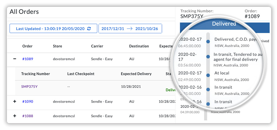 Sendle-Tracking-dashboard