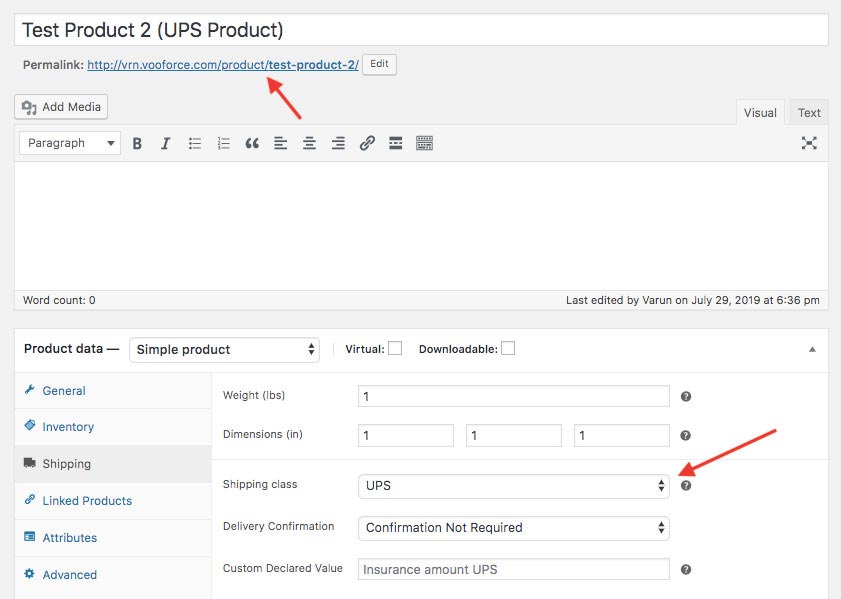 UPS-product-shipping-class