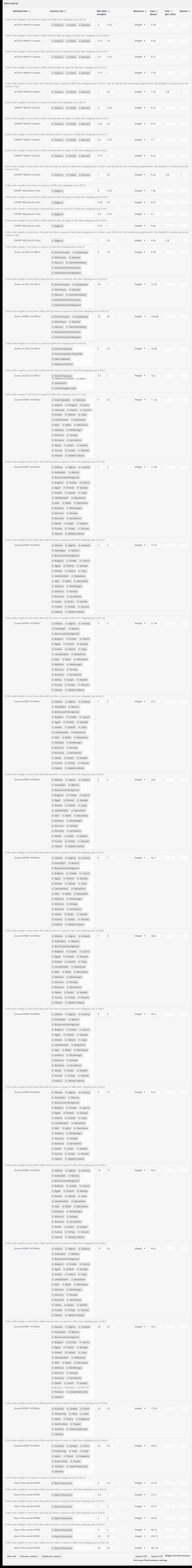 woocommerce-Colissimo_rate_matrix