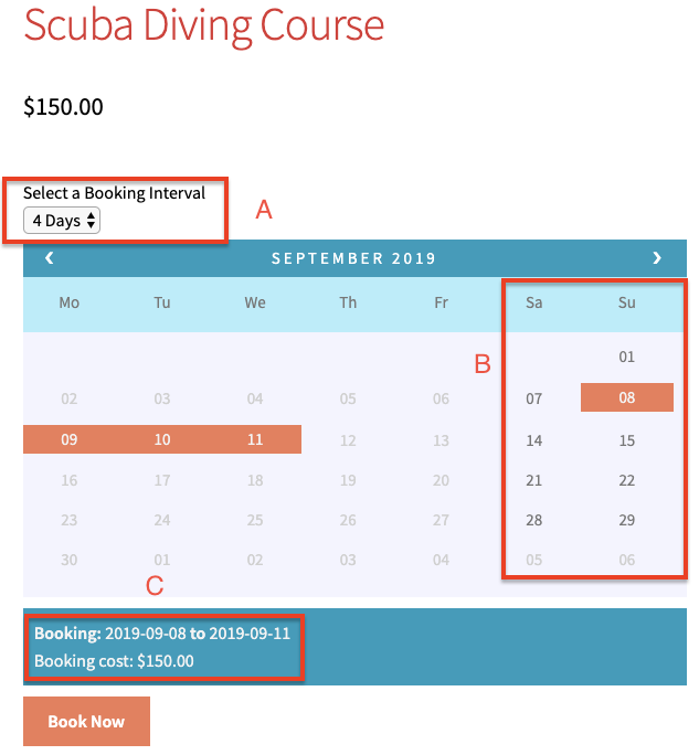 4 day booking interval