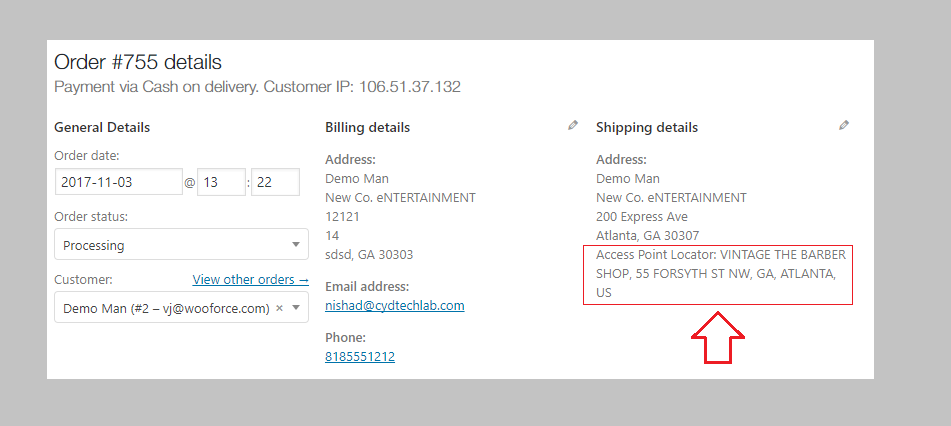 woocommerce order page
