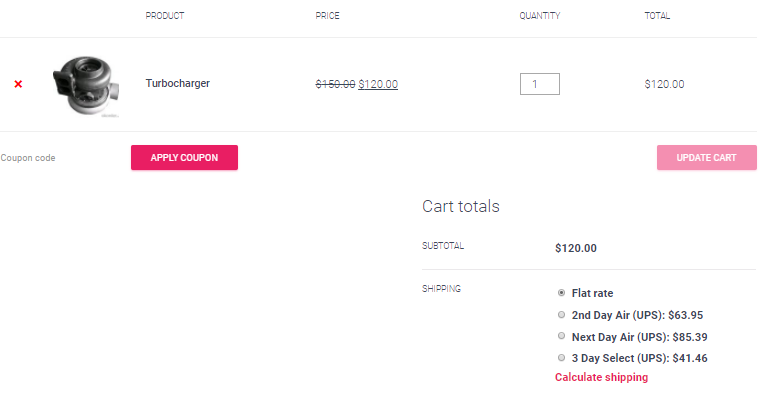 Only Standard UPS Shipping options showing for Small Product