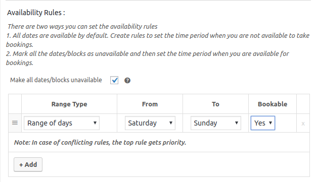 Availability Rules