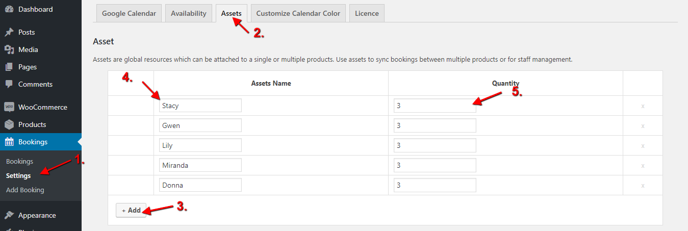 Booking assets