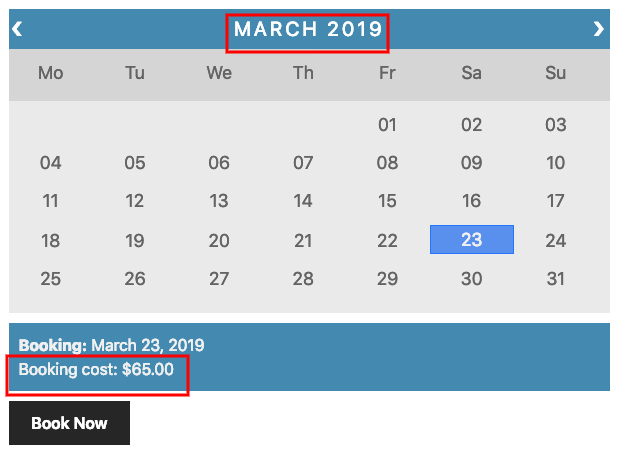 Booking cost on Weekends