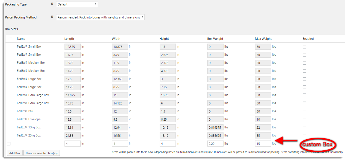 Box Sizes