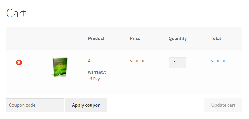 Cart page