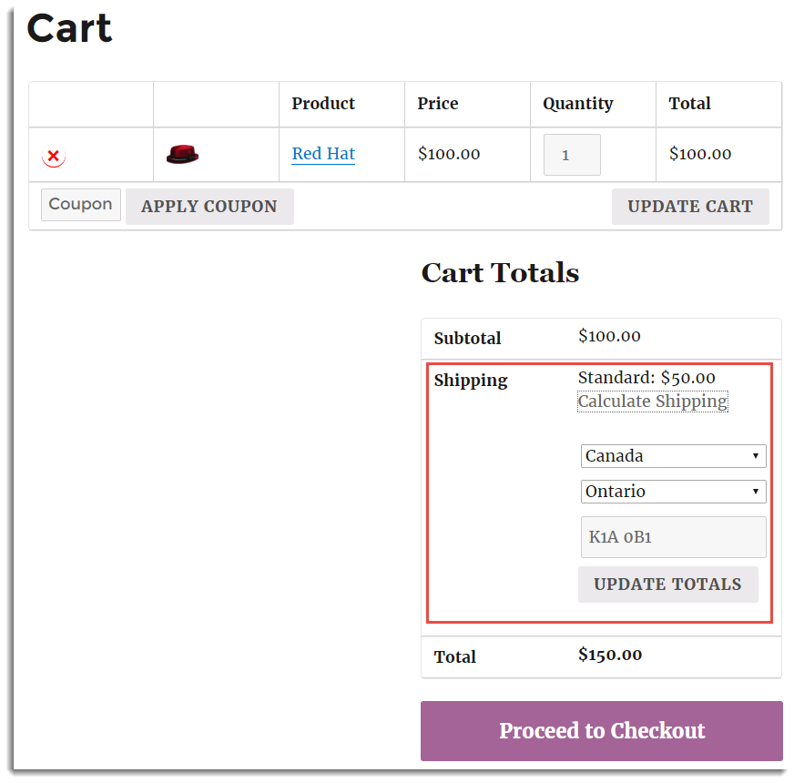 cart page