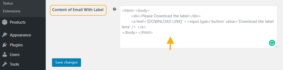 customize email message