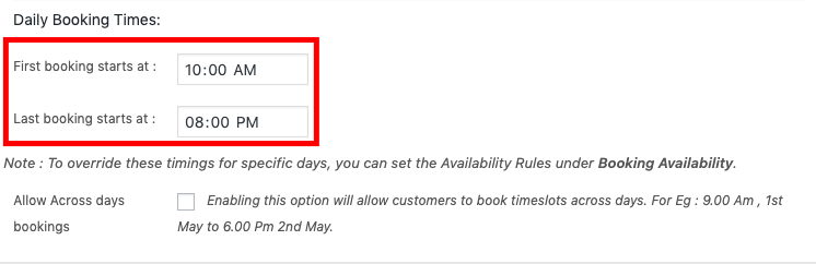 daily booking option