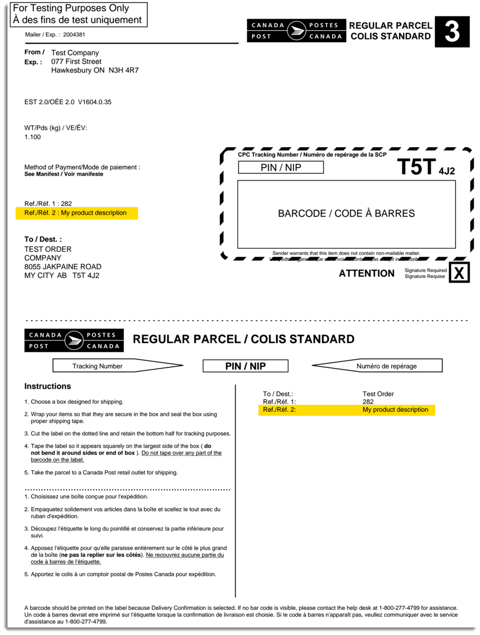 Add the custom description during label printing